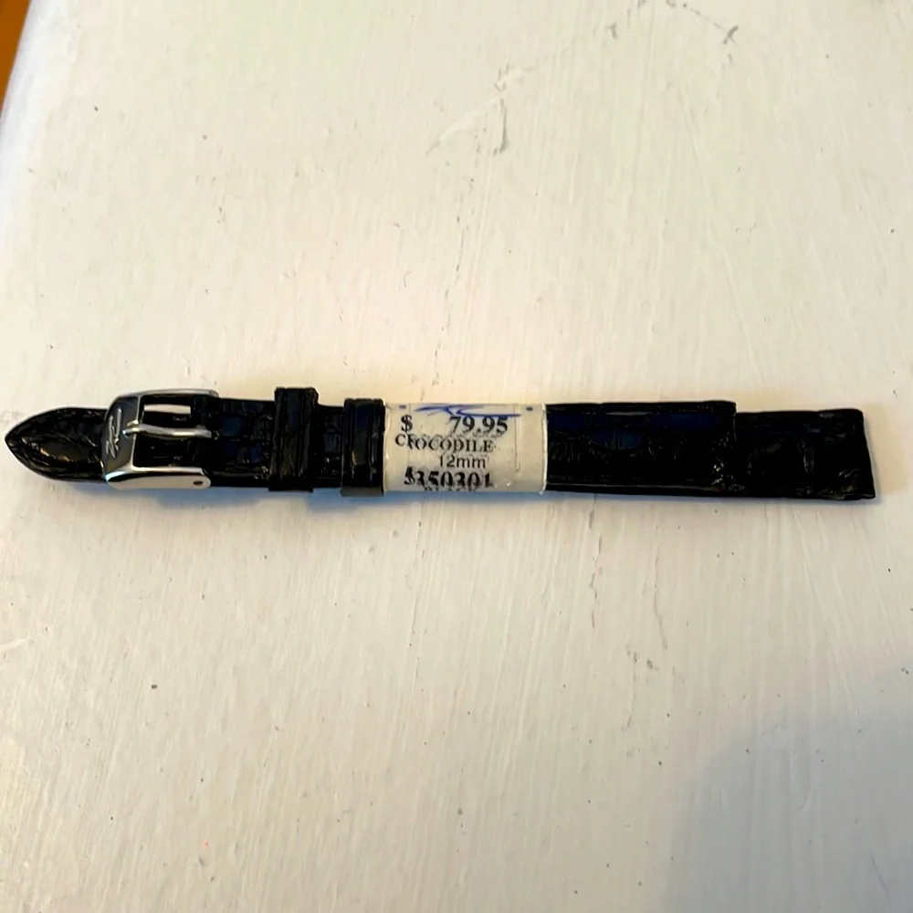 Black crocodile 12mm woman’s watchband